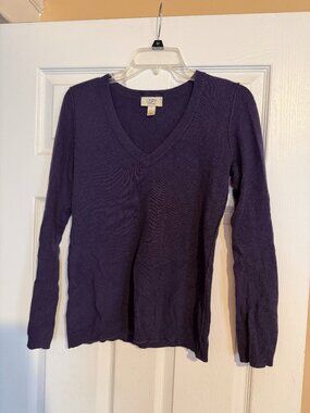Purple Cashmere V-Neck Sweater